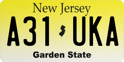 NJ license plate A31UKA