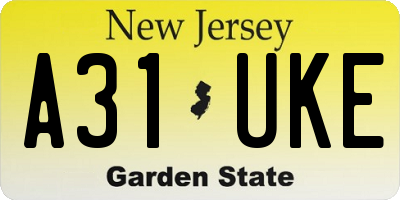 NJ license plate A31UKE
