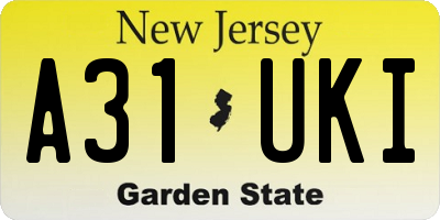 NJ license plate A31UKI