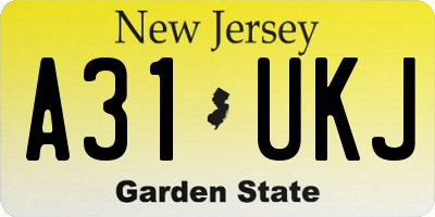 NJ license plate A31UKJ