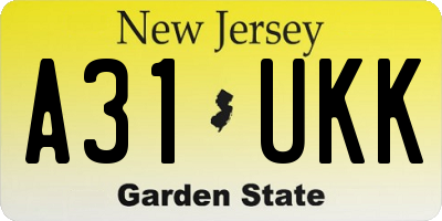 NJ license plate A31UKK