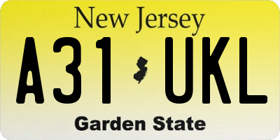 NJ license plate A31UKL
