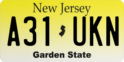 NJ license plate A31UKN