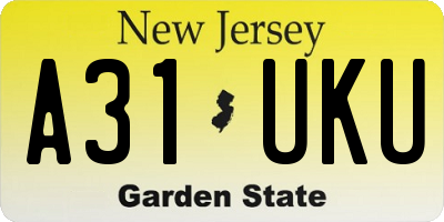 NJ license plate A31UKU
