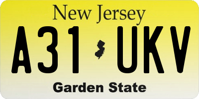 NJ license plate A31UKV