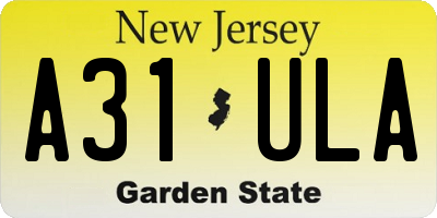 NJ license plate A31ULA