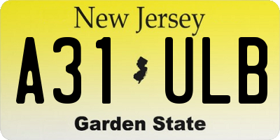 NJ license plate A31ULB