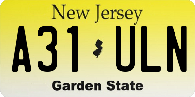 NJ license plate A31ULN