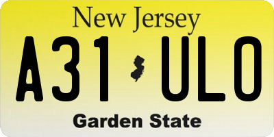 NJ license plate A31ULO