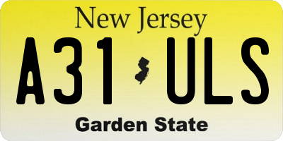 NJ license plate A31ULS