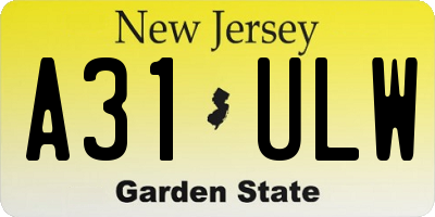 NJ license plate A31ULW