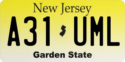 NJ license plate A31UML