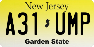 NJ license plate A31UMP