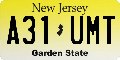 NJ license plate A31UMT