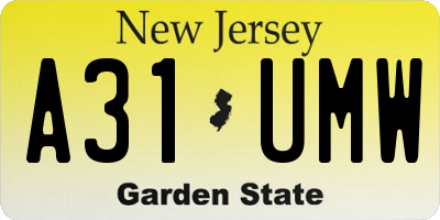NJ license plate A31UMW
