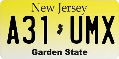 NJ license plate A31UMX