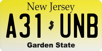 NJ license plate A31UNB