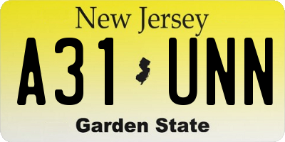 NJ license plate A31UNN