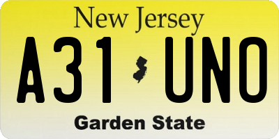 NJ license plate A31UNO