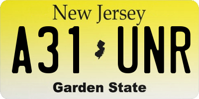 NJ license plate A31UNR