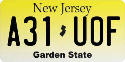 NJ license plate A31UOF