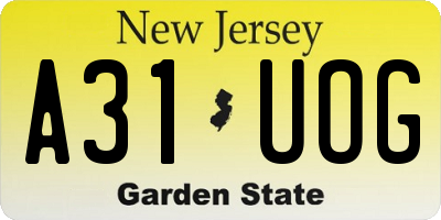 NJ license plate A31UOG