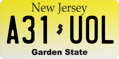 NJ license plate A31UOL