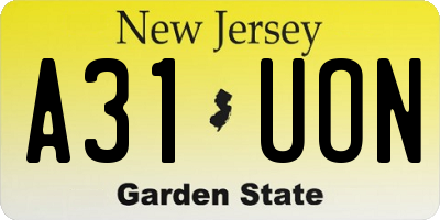 NJ license plate A31UON