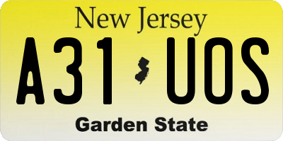 NJ license plate A31UOS
