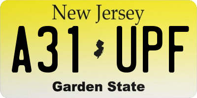 NJ license plate A31UPF
