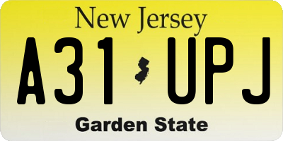 NJ license plate A31UPJ