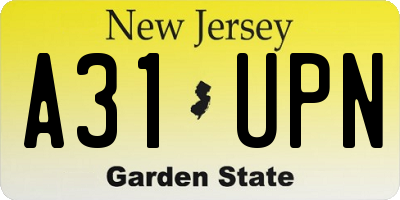 NJ license plate A31UPN