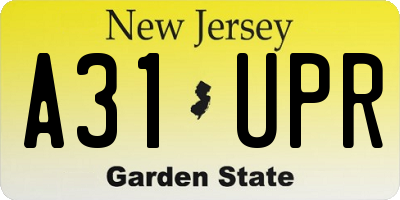 NJ license plate A31UPR