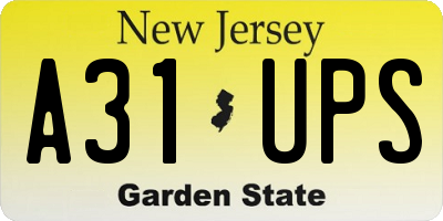 NJ license plate A31UPS