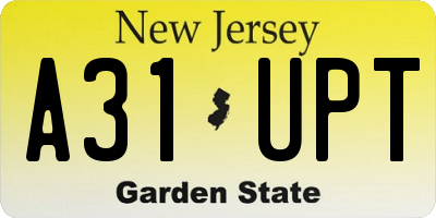 NJ license plate A31UPT