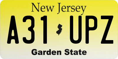 NJ license plate A31UPZ