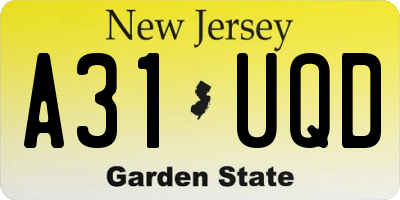 NJ license plate A31UQD