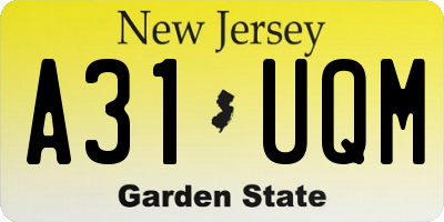 NJ license plate A31UQM