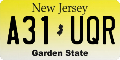 NJ license plate A31UQR