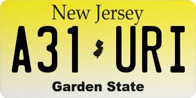 NJ license plate A31URI