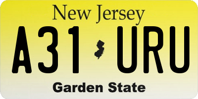 NJ license plate A31URU