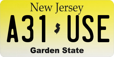 NJ license plate A31USE