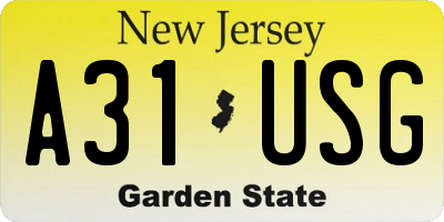 NJ license plate A31USG