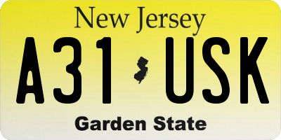 NJ license plate A31USK