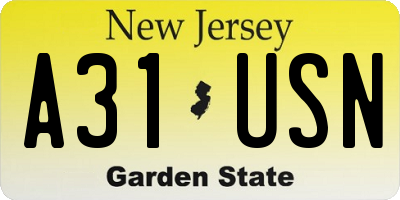 NJ license plate A31USN