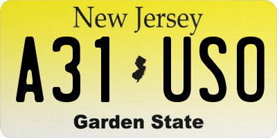NJ license plate A31USO