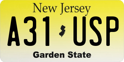 NJ license plate A31USP