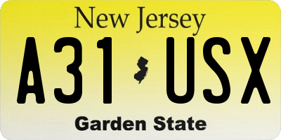 NJ license plate A31USX
