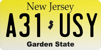 NJ license plate A31USY
