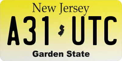 NJ license plate A31UTC
